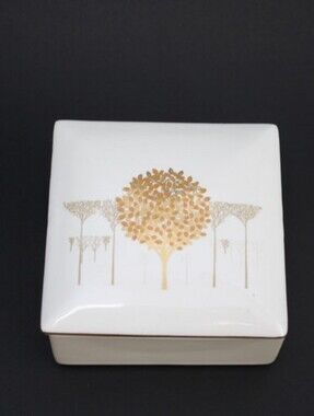 Vintage Otagiri Golden Mist Trinket box lidded box MCM Decor Storage Zen